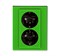 Розетка двойная ABB Levit с заземлением со шторками 16А зелёный / дымчатый чёрный - фото 118794