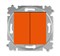 Выключатель кнопочный двухклавишный ABB Levit оранжевый / дымчатый чёрный - фото 118878