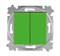 Выключатель кнопочный двухклавишный ABB Levit зелёный / дымчатый чёрный - фото 118887