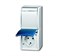 Розетка SCHUKO 16А 250В IP44, двойная вертикальная, для открытого монтажа, с полем для надписи, серия ocean, цвет серый/сине-зелёный - фото 129725
