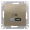 ATLASDESIGN USB РОЗЕТКА A+С, 5В/2,4А, 2х5В/1,2А, механизм, ШАМПАНЬ - фото 147850