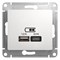 GLOSSA USB РОЗЕТКА A+С, 5В/2,4 А, 2х5В/1,2 А, механизм, БЕЛЫЙ - фото 150120