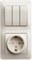 GLOSSA БЛОК: РОЗЕТКА с заземлением со шторками+ 3кл.ВЫКЛЮЧАТЕЛЬ БЕЖЕВЫЙ - фото 150555