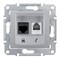 SEDNA РОЗЕТКА ДВОЙНАЯ КОМП.+ТЕЛЕФОННАЯ. RJ11+RJ45, кат.5е, неэкр. UTP, АЛЮМИНИЙ - фото 162617