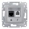 SEDNA РОЗЕТКА ДВОЙНАЯ КОМП.+ТЕЛЕФОННАЯ. RJ11+RJ45, кат.5е, неэкр. UTP, АЛЮМИНИЙ - фото 162618