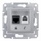 SEDNA РОЗЕТКА ДВОЙНАЯ КОМП.+ТЕЛЕФОННАЯ. RJ11+RJ45, кат.5е, неэкр. UTP, АЛЮМИНИЙ - фото 162619