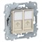 UNICA NEW розетка компьютерная, RJ45, двойная, кат. 6 UTP, бежевый - фото 165623