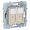 UNICA NEW розетка компьютерная, RJ45, двойная, кат. 6 UTP, бежевый - фото 165624
