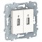 UNICA NEW USB-КОННЕКТОР, 2-местный, белый - фото 165627