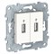 UNICA NEW USB-КОННЕКТОР, 2-местный, белый - фото 165628